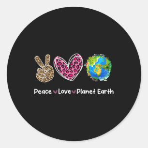 Pegatina Redonda Día de la Paz Amor Tierra Salvar Nuestro Entorno P