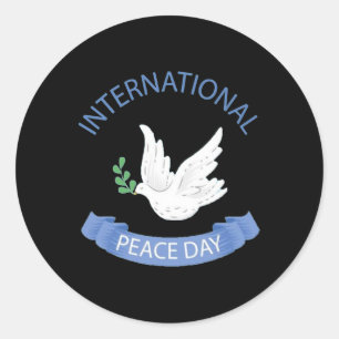 Pegatina Redonda Día de la Paz en la Tierra Día Mundial de la Paz C