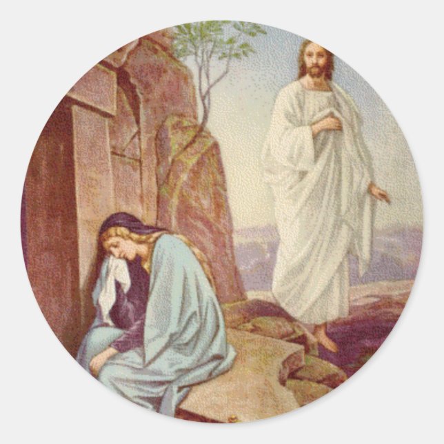 Pegatina Redonda Día de la Resurrección de Pascua (Anverso)