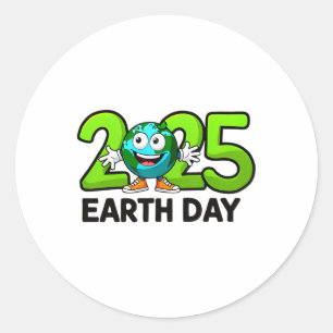 Pegatina Redonda Día de la Tierra 2025 Divertido Día de la Tierra N