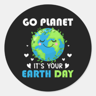 Pegatina Redonda Día de la Tierra 2025 Go Planet es tu Día de la Ti