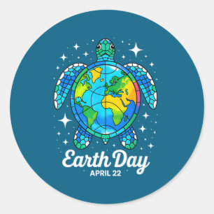 Pegatina Redonda Día de la Tierra 2026 restaurar tierra mar día de