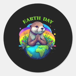 Pegatina Redonda Día De La Tierra Aniversario Del Planeta Día De La