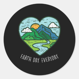 Pegatina Redonda Día de la Tierra Todos Los Días 22 De Abril Gif Am