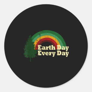 Pegatina Redonda Día de la Tierra Todos los Días Árbol de Pino Arco