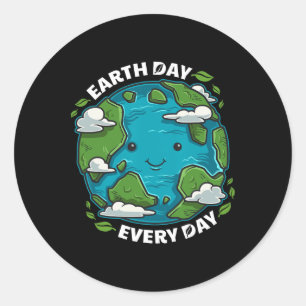 Pegatina Redonda Día de la Tierra Todos Los Días Cuidado Regalo Amb