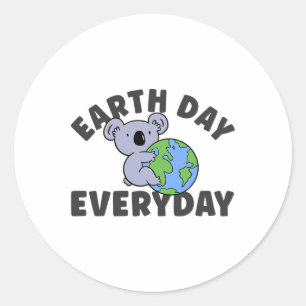 Pegatina Redonda Día de la Tierra Todos los Días Globales Koala