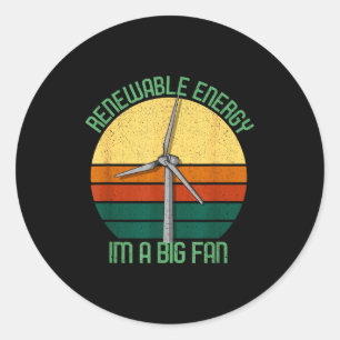 Pegatina Redonda Día de la Tierra Vintage Energía Renovable Soy un 