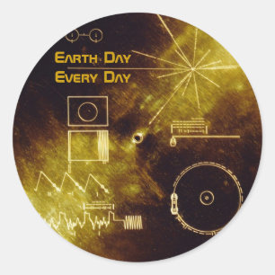 Pegatina Redonda Día de la Tierra - Voyager - Disco de oro Sonidos 