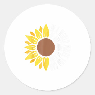 Pegatina Redonda Día de la Unidad del Girasol Naranja Anti-bullying