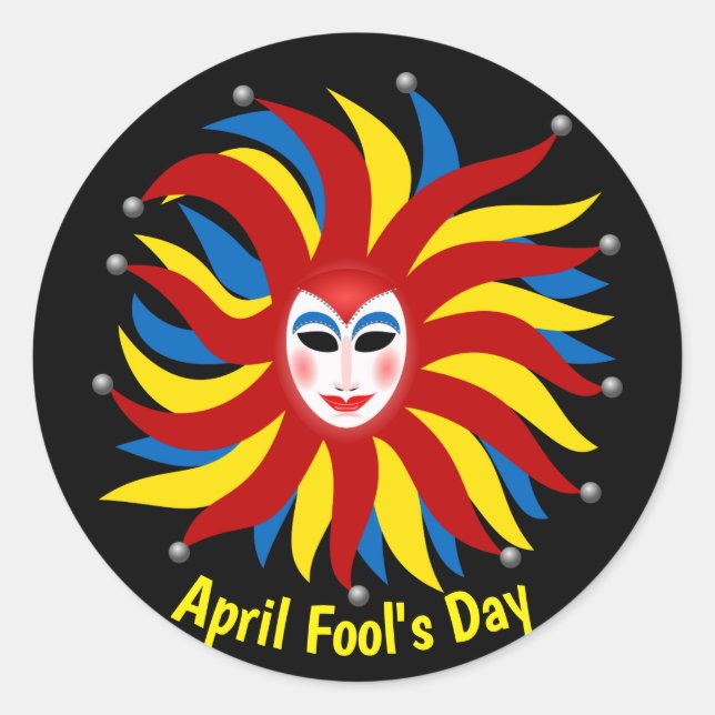 Pegatina Redonda Día de las bromas de April Fool's (Anverso)