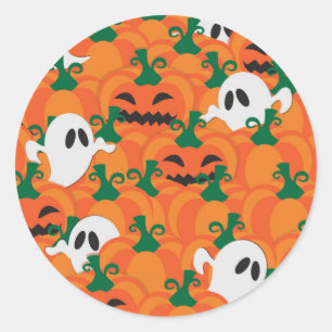 Pegatina Redonda Día de las Brujas Fantasmas Parche de Calabaza Emb
