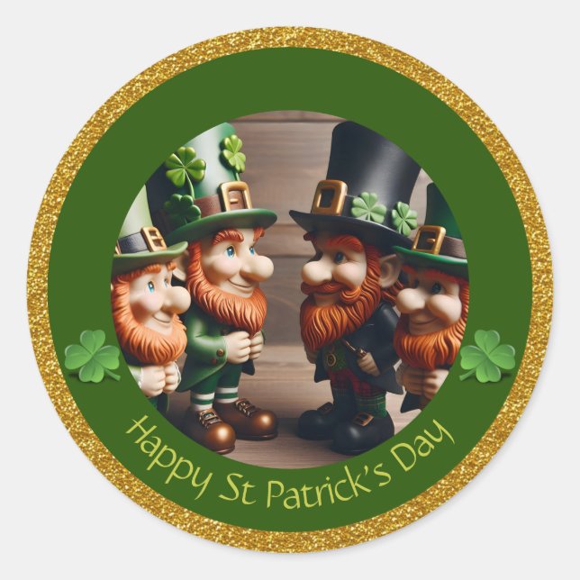 Pegatina Redonda Día de Leprechaun St Patrick en miniatura gracias  (Anverso)