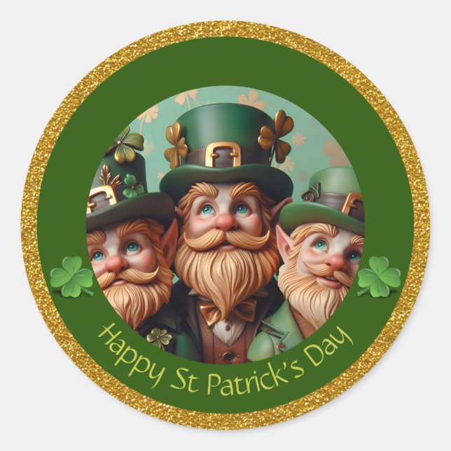 Pegatina Redonda Día de Leprechaun St Patrick en miniatura gracias  (Anverso)
