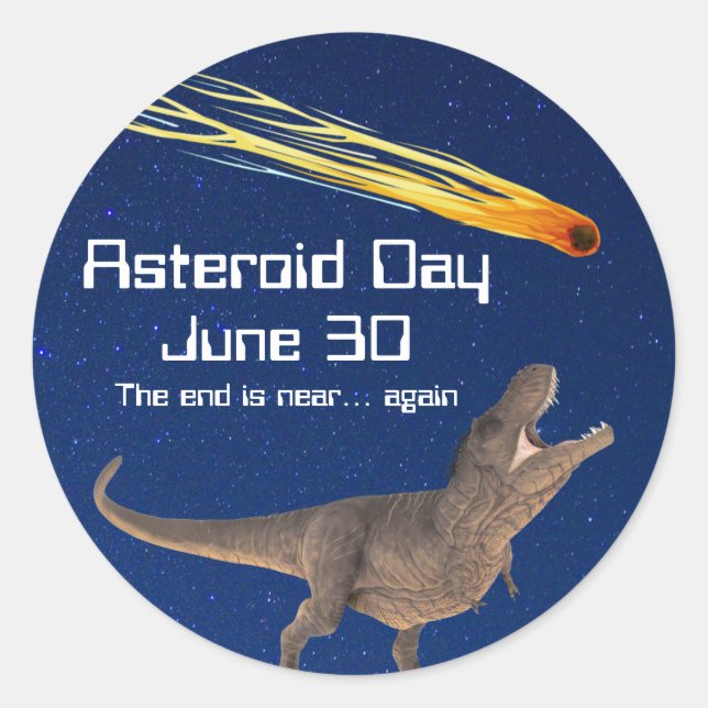 Pegatina Redonda Día de los Asteroides 30 de junio (Anverso)