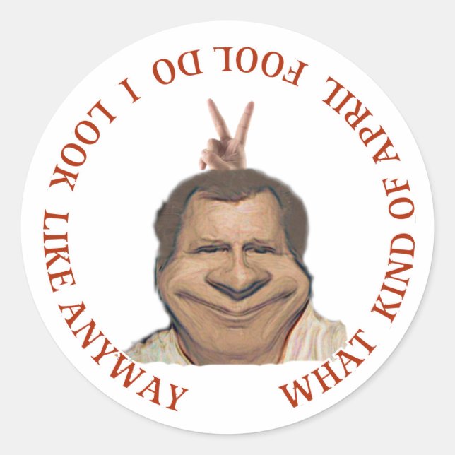 Pegatina Redonda Día de los Inocentes de abril (Anverso)