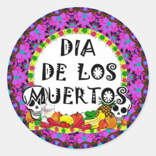 Pegatina Redonda Dia De Los Muertos