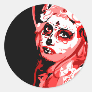Pegatina Redonda dia de los muertos