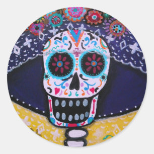 PEGATINA REDONDA DIA DE LOS MUERTOS