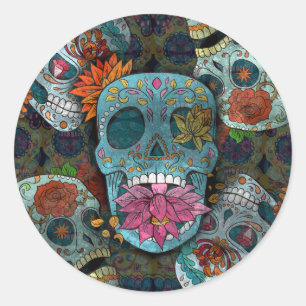 Pegatina Redonda Dia De Los Muertos