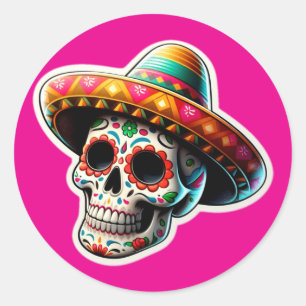 Pegatina Redonda Dia de los muertos 2