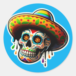 Pegatina Redonda Dia de los Muertos 4