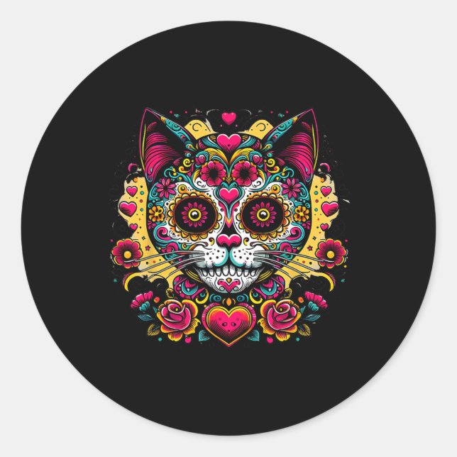 Pegatina Redonda Día De Los Muertos Cinco De Mayo (Anverso)