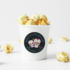 Pegatina Redonda Día de los Muertos del Azúcar Skulls Fiesta de cum