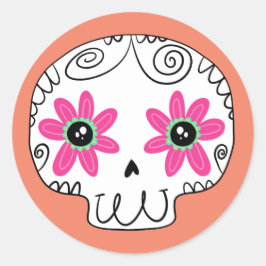 Pegatina Redonda Día de los muertos por la caída del azúcar