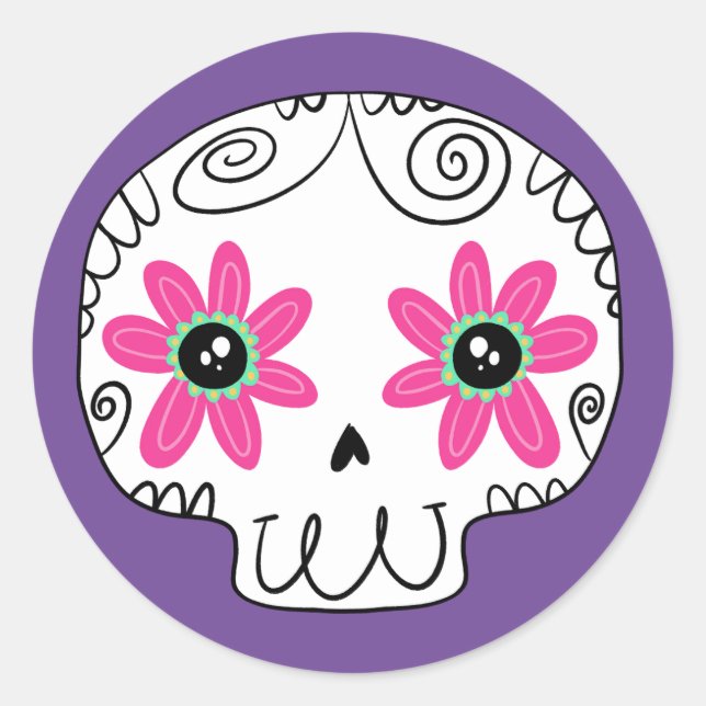 Pegatina Redonda Día de los muertos por la caída del azúcar (Anverso)