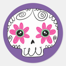 Pegatina Redonda Día de los muertos por la caída del azúcar