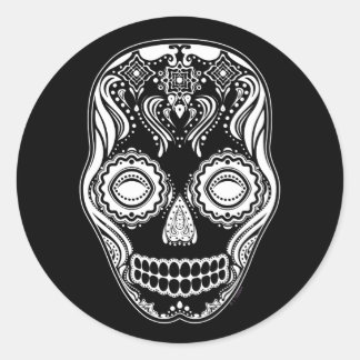 Pegatina Redonda Dia de los Muertos que el Chica se puso negro