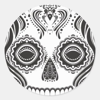 Pegatina Redonda Día de los Muertos que el Chica Skull