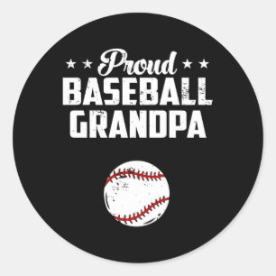 Pegatina Redonda Día de los Padres de Béisbol del Abuelo Orgulloso