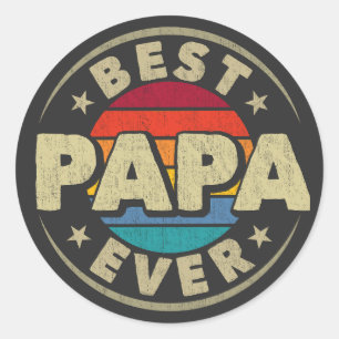 Pegatina Redonda Día de los Padres de los Papás Vintage de Mejor Pa