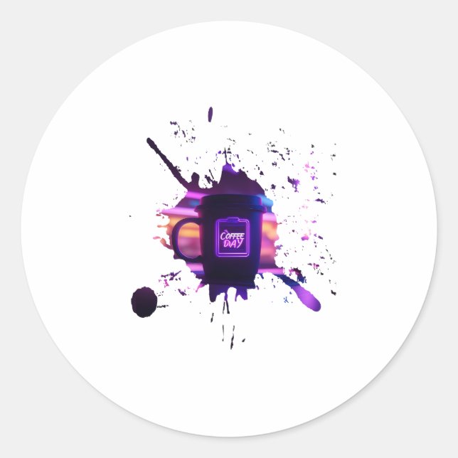 Pegatina Redonda Día de los padres del CAFÉ de DAD (Anverso)