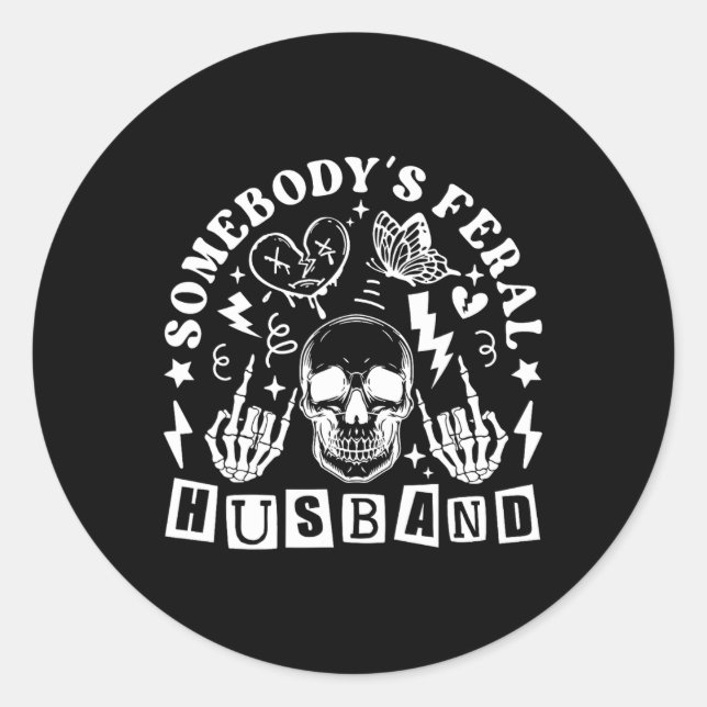 Pegatina Redonda Día de los Padres del Marido Feral (Anverso)