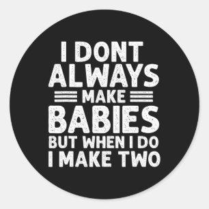 Pegatina Redonda Día de los Padres Gemelos Graciosos