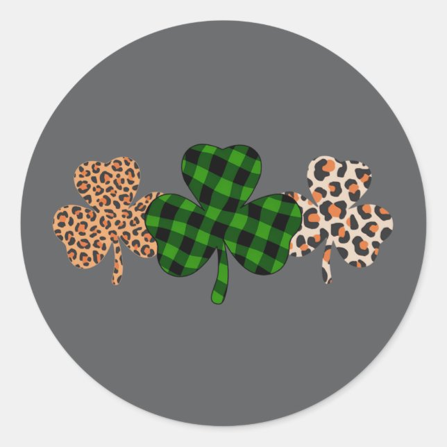 Pegatina Redonda Día de los Patrocinadores Lucky Irish Green Plaid  (Anverso)
