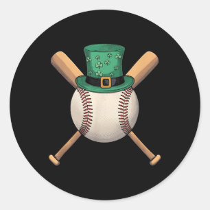 Pegatina Redonda Día de los Patrocinadores Shamrock Baseball Leprec