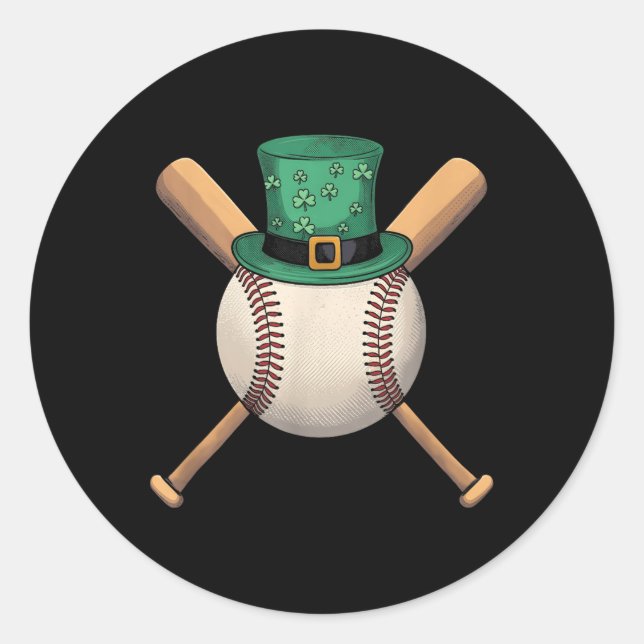 Pegatina Redonda Día de los Patrocinadores Shamrock Baseball Leprec (Anverso)