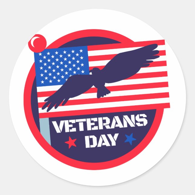 Pegatina Redonda Día de los Veteranos (Anverso)