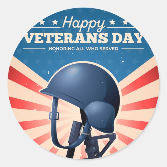 Pegatina Redonda Día de los Veteranos (Anverso)