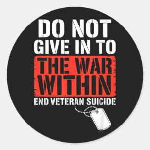 Pegatina Redonda Día de los Veteranos de Conciencia de Veteranos Fi
