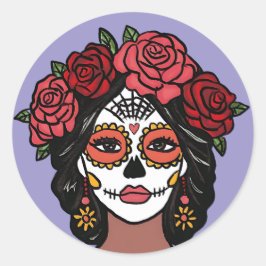 Pegatina Redonda Día de Muertos Día de la Mano Muerta