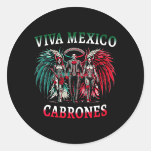 Pegatina Redonda Día de Muertos Viva México para Mujeres - Día de l