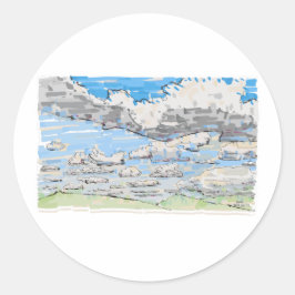 Pegatina Redonda Día de nubes