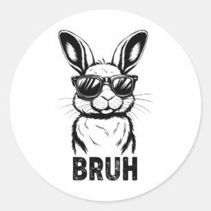 Pegatina Redonda Día de Pascua Bruh Bunny With Sungles Men Bods Kid