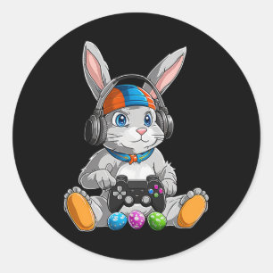 Pegatina Redonda Día de Pascua Conejo Huevo Gracioso Niños Chicas N