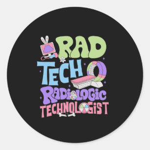Pegatina Redonda Día de Pascua de Radiología Personalizada